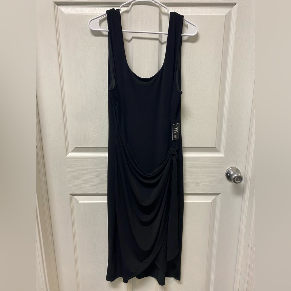 Express Black Ruched Asymmetrical Sheath Dress